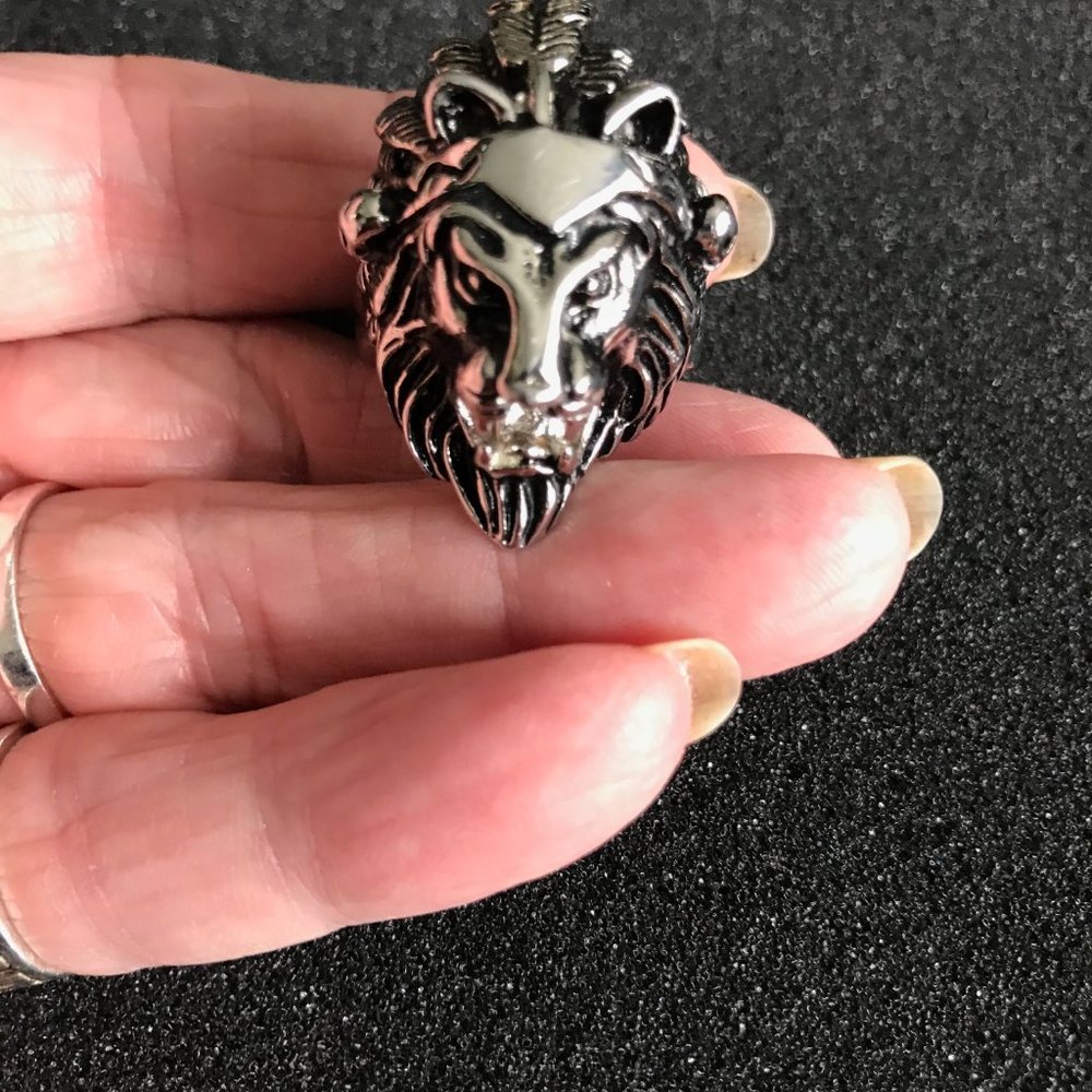 Stainless Steel Lion Head Biker Ring